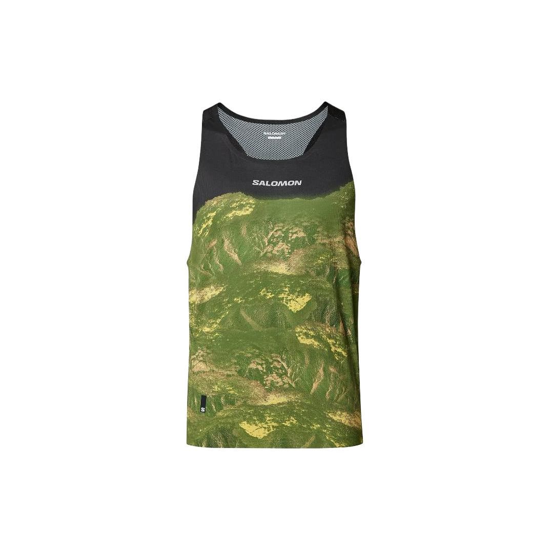 

Salomon Color Block Letter Print Slim Fit Moisture Wicking Comfortable Round Neck Sleeveless Vest Men Tops Green LC2386600 M
