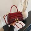 New High-end Light Luxury Crocodile Pattern Hourglass Bag Portable Shoulder Messenger Trendy Women's Bag
