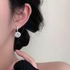 Light Luxury Round Zircon Drop Earrings for Women Ladies Fashion Temperament Silver Color Dangle Earrings Wedding Jewelry Gifts