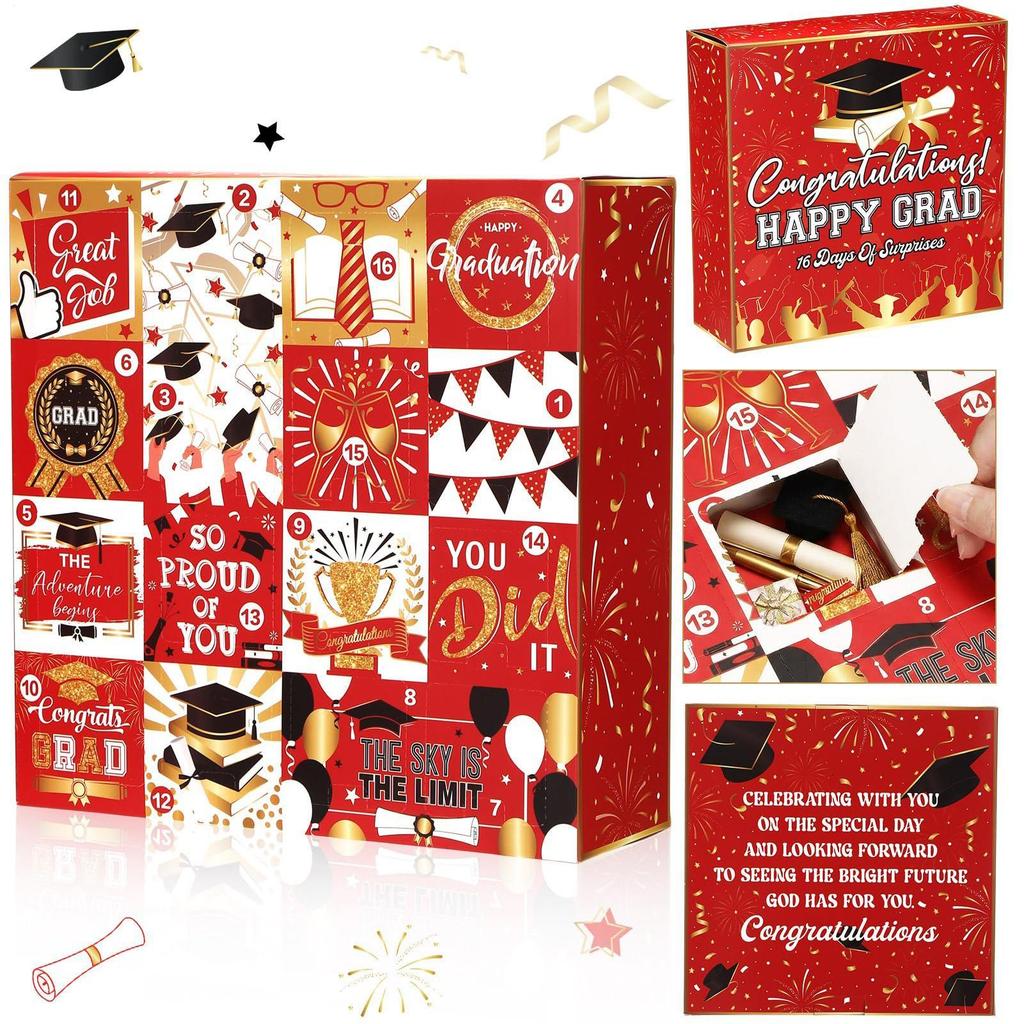2026 Graduation Advent Box 2026 Holiday Advent 16-Day Grad Congratulation Packaging Inner Box For Graduates Students High School