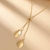 Waterproof Tassel Wind Gold-plated Snake Chain Necklaces Stainless Steel Adjustable Leaves  Lariat Necklaces Women