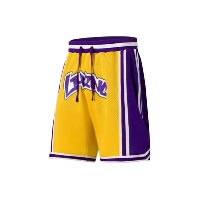Li Ning Sports Basketball Series SS22 Color Block Letter Print Logo Basketball Shorts Men Shorts Yellow AAPS267-1