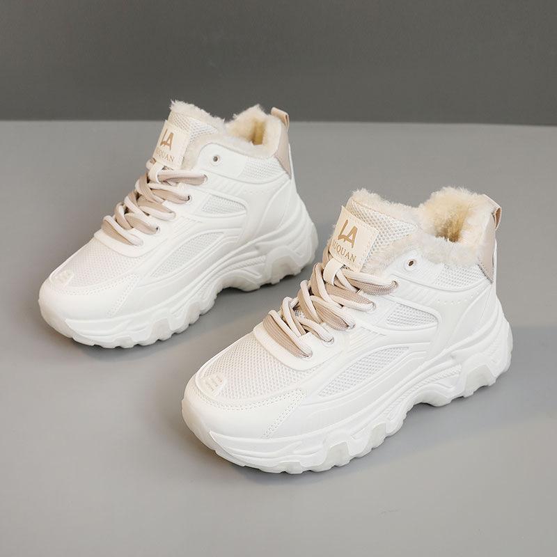 

Зимние новые бархатные утепленные хлопковые туфли большого размера, универсальные туфли на толстой подошве с увеличением роста, кроссовки для бега для девочек 43