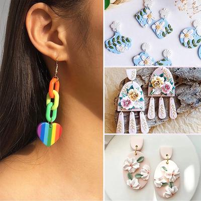 Set Tagliapasta Argilla Polimerica Orecchini Acciaio Inossidabile Tagliapasta per Orecchini in Argilla con Ami da Orecchino e Anellini Accessori Fai da Te Polimero