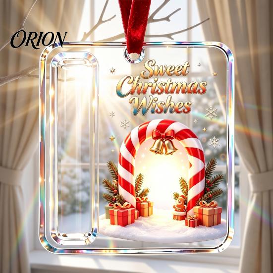 Uniek Feestcadeau voor Familie Kerstmis Acryl Geldhouder Ornament, Cash Hangend Decor met Feestelijk Patroon, Boomhanger Verrassend Geven,