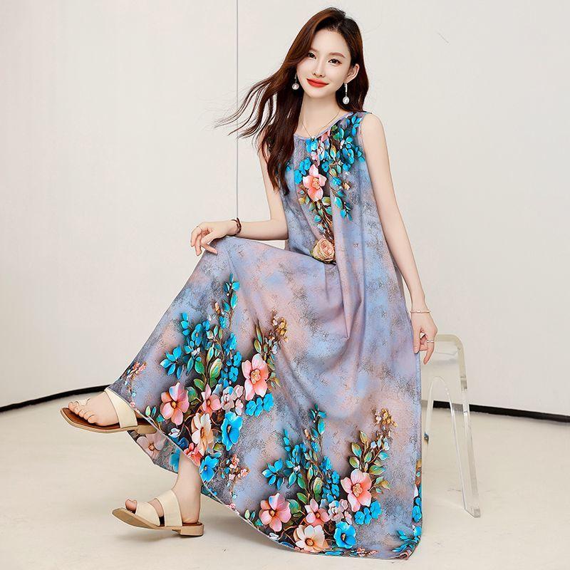 

Бохо платье без рукавов большого размера, этническое летнее пляжное макси длинное платье, модное для отпуска XL