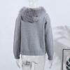 Long-sleeved Fur Collar Hooded Sweater Autumn and Winter Inner and Outer Wear Dual-purpose Ladies Solid Color Zipper Blouse Slim Knit Ladies Cardigan