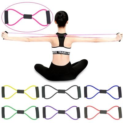 8-Wort-Brust-Expander-Seil-Widerstandsbänder Yoga Fitness-Widerstandstraining Muskel für Fitnessstudio-Übungen Fitness-Gummi-Elastikbänder
