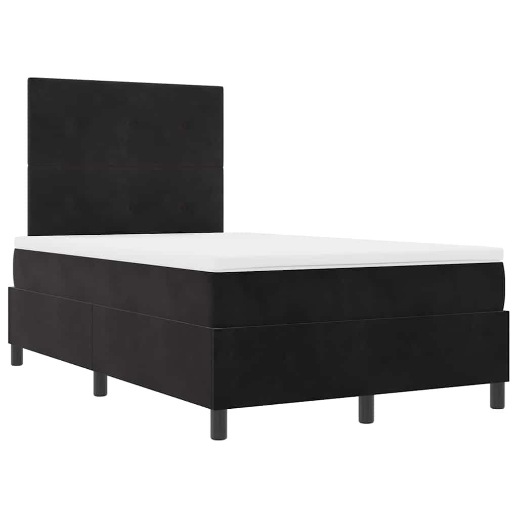 Box Spring Bed with Mattress Black 120 x 190 cm Velvet