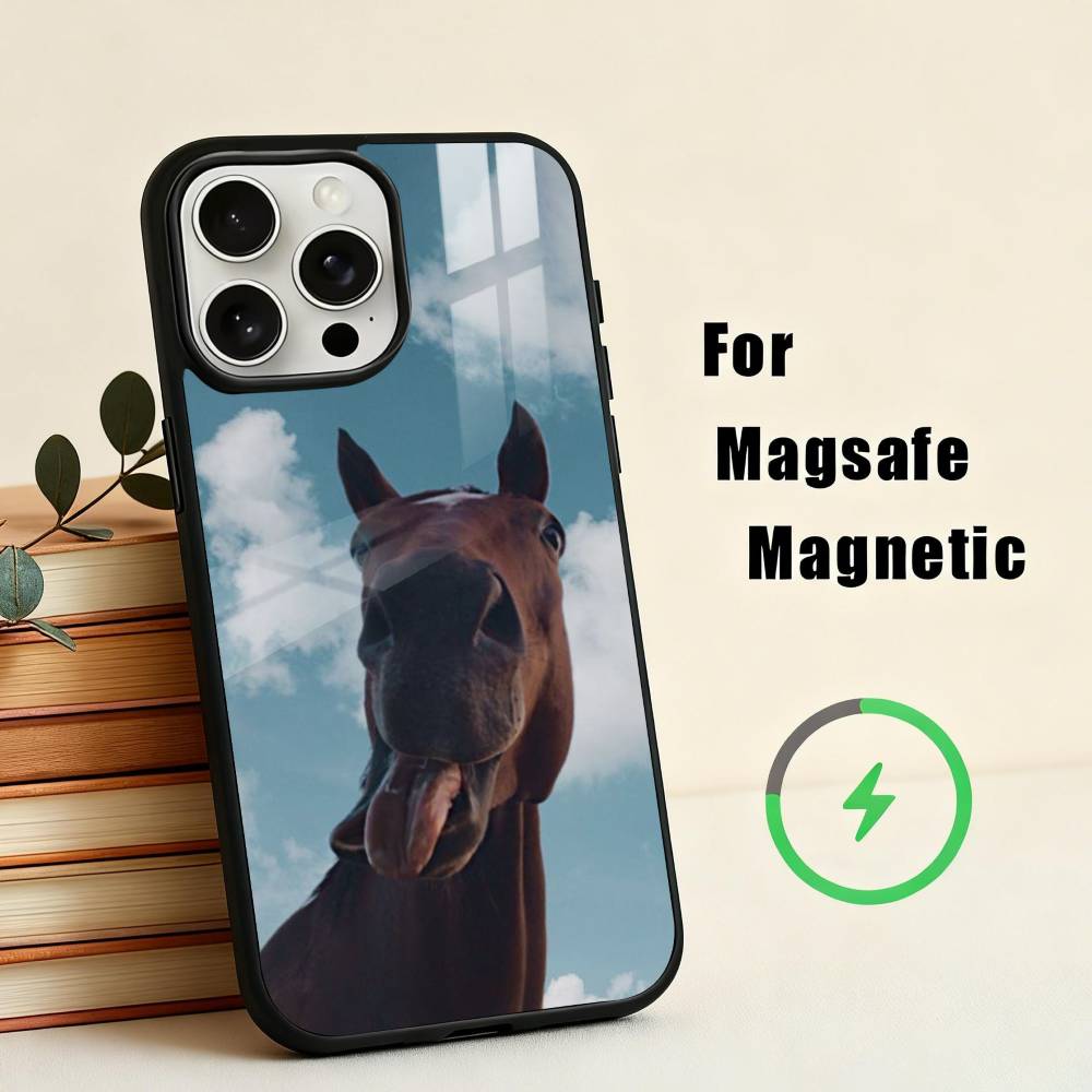 Funny Art Horse Animal   Phone Case For iPhone17,16,15,14,13,12,11 Plus,Pro Max Magnetic For Magsafe Wireless Charging