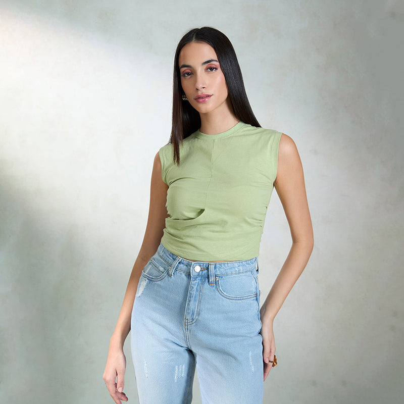 Virgio Women Regular Length Extended Fitted Fit Round Top