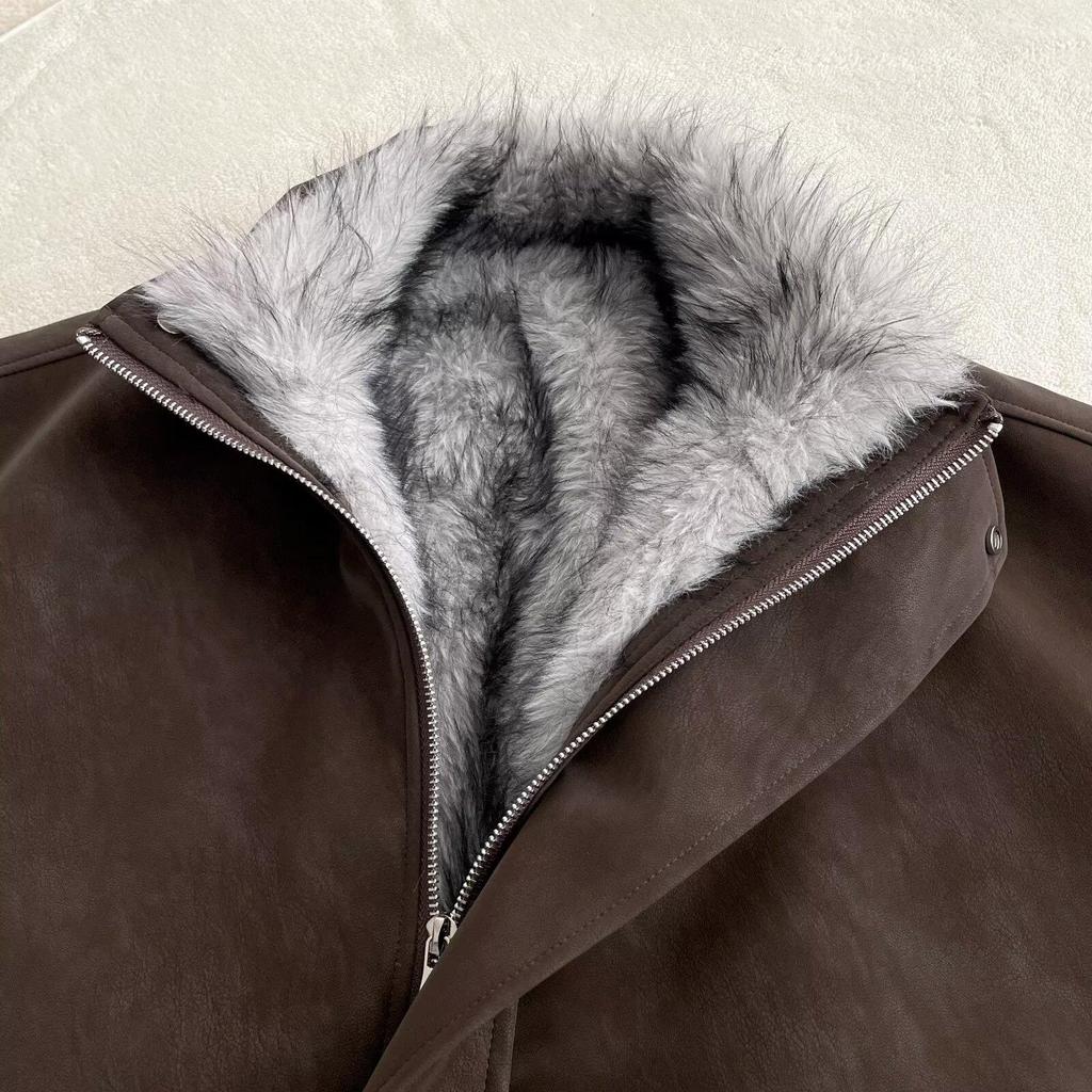 Unisex Punk Style High Collar Mountain Eagle Cotton Jacket - Winter Loose Fit with Fur Collar