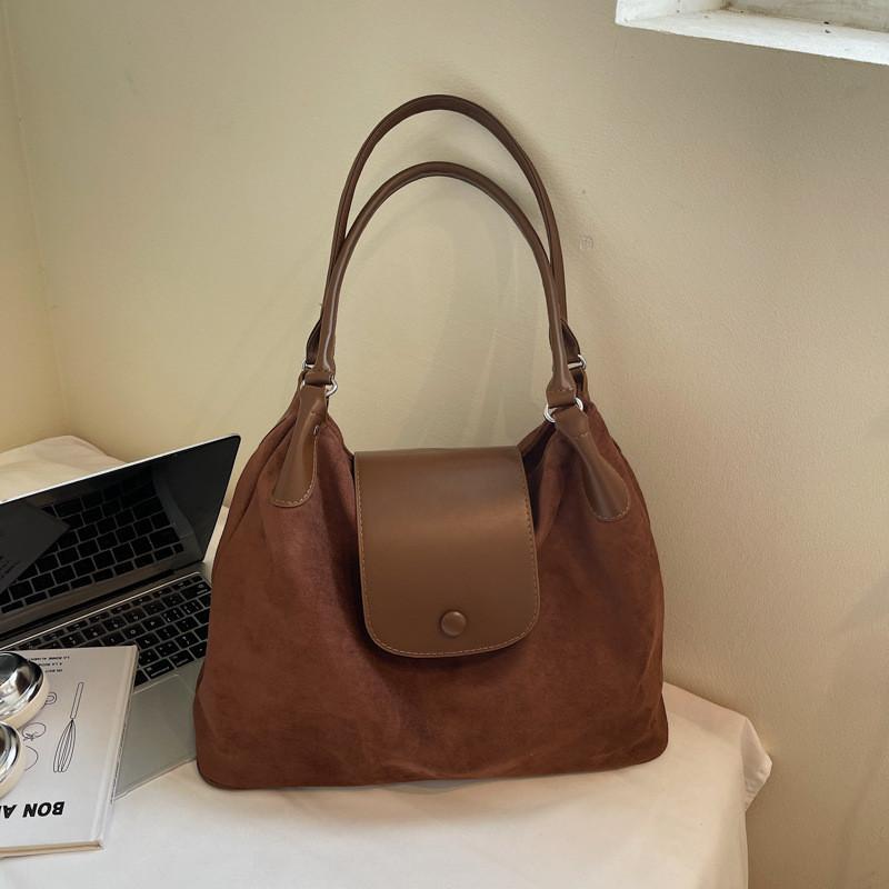 IELGY Lazy Style Large Capacity Suede Tote Bag Commuter Shoulder Armpit Bag