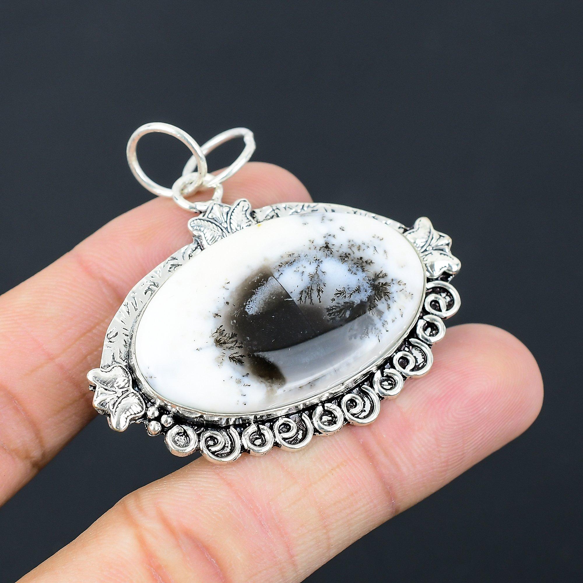 Friendship Day Deal Dendrite Opal Gemstone Wife Pendant Jewelry Sterling Silver