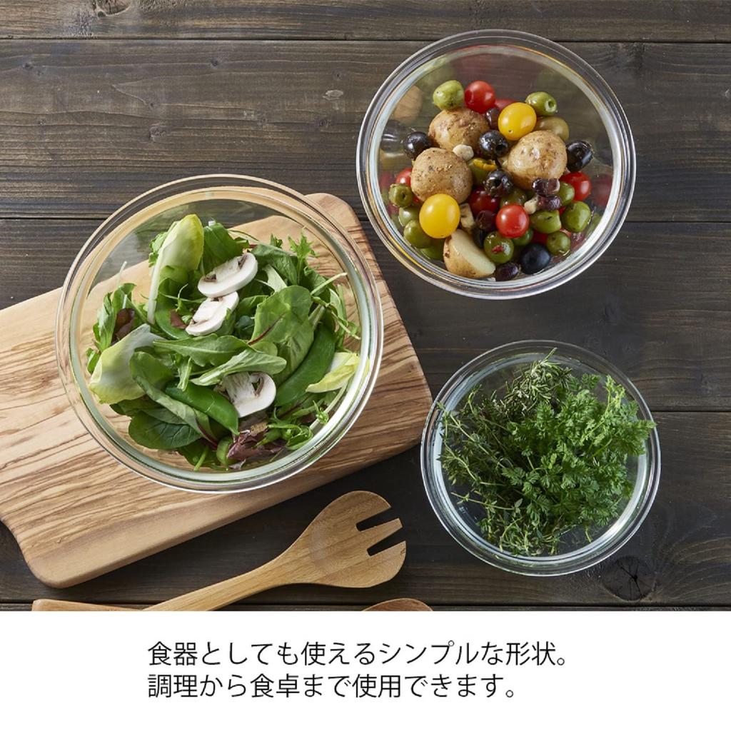 HARIO Heat-Resistant Glass Bowls, Clear, Made in Japan, MXP-3704, Set of 3