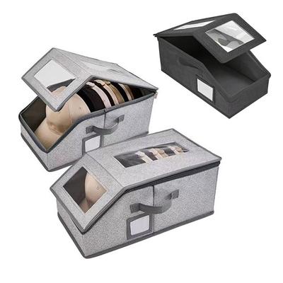 Hat Storage Box Stackable Space-Saving Design with Zipper Closure Organizer Dustproof Clear Window