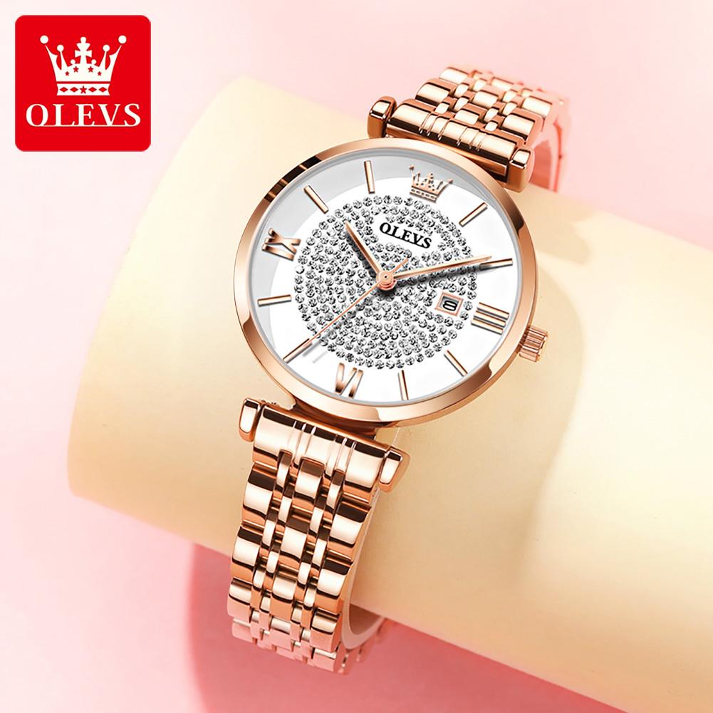 OLEVS 6892 Fashion Lady Dress Gift WristWatch Minimalist Casual Business Watch for Lady Stainless Steel Power Reserve Lady Clock