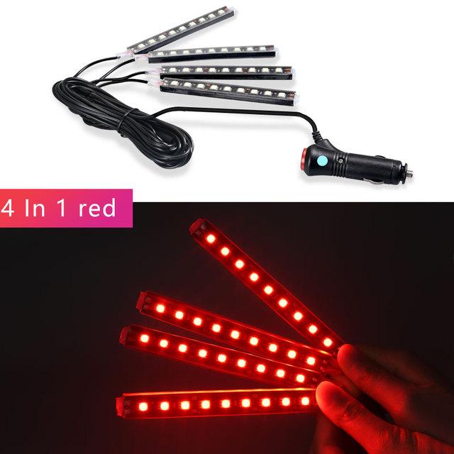 thumbnail interactive-video image 1 of 12V Car Interior RGB LED Strip Lights - 4-Pack Footwell Atmosphere Lighting With Remote Control 1 of 10