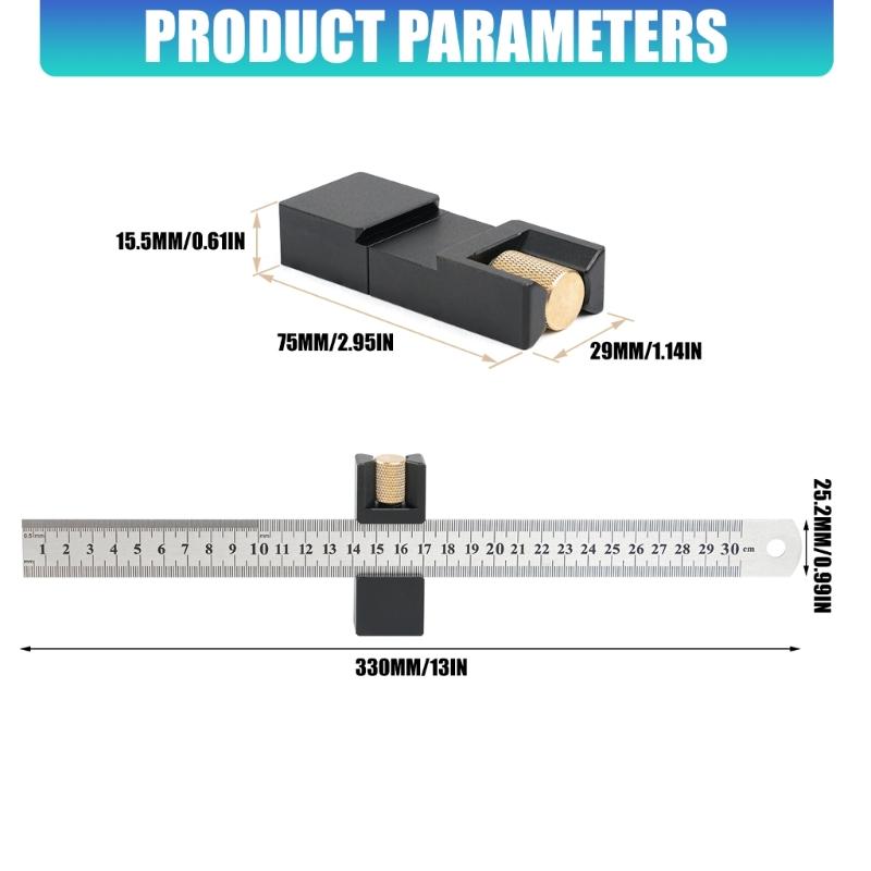 Angles Measuring Tool Combination Square Adjustable Steel Ruler Positioning Block For Accurate Layout Marking