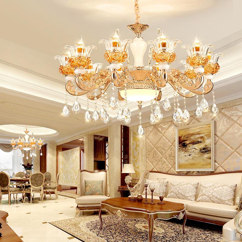 European Zinc Alloy Crystal Chandelier for Living Room, Bedroom, or Restaurant