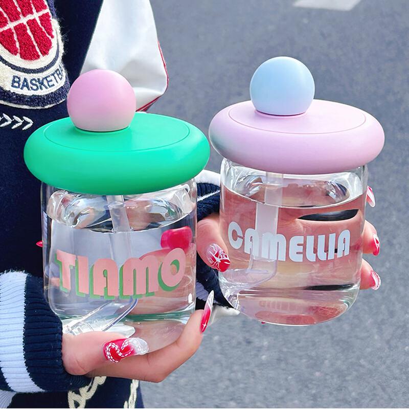 Changbaosen Cute Borosilicate Glass Water Bottle