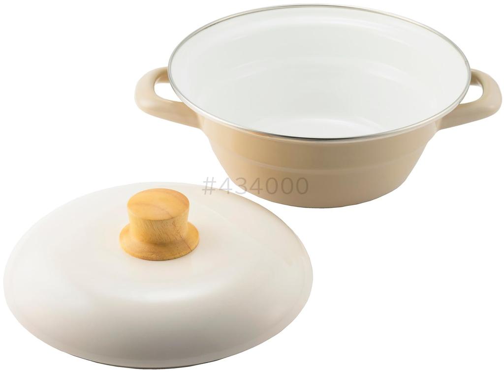 Fuji Enamel Earthenware with Pot, Enamel, Tabletop, 20cm, Lid, IH, Gas, Greige, HD-20.GG