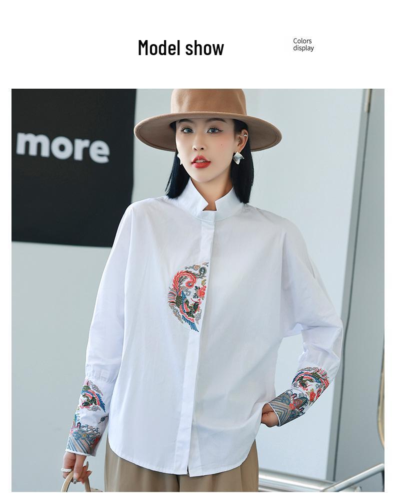 2023 Autumn Zen-Style Embroidered Loose Mid-Length Shirt