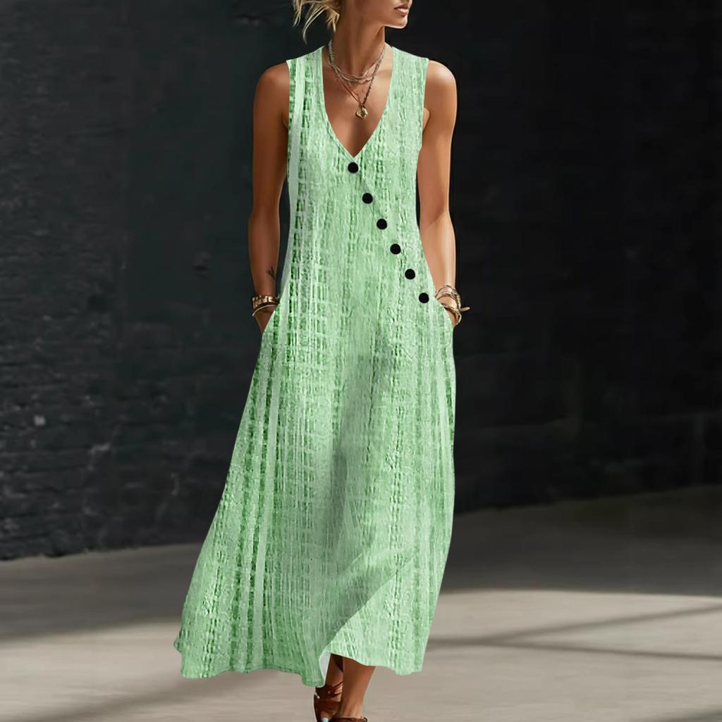 Robes d'été pour femmes Robe midi décontractée et fluide Robes d'été pour vacances à la plage Avec poches