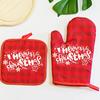 2 Stück/Set Polyester Weihnachten Halloween Ofenhandschuh Verbrühschutz Mikrowellen-Isolierpad Küchenwerkzeug