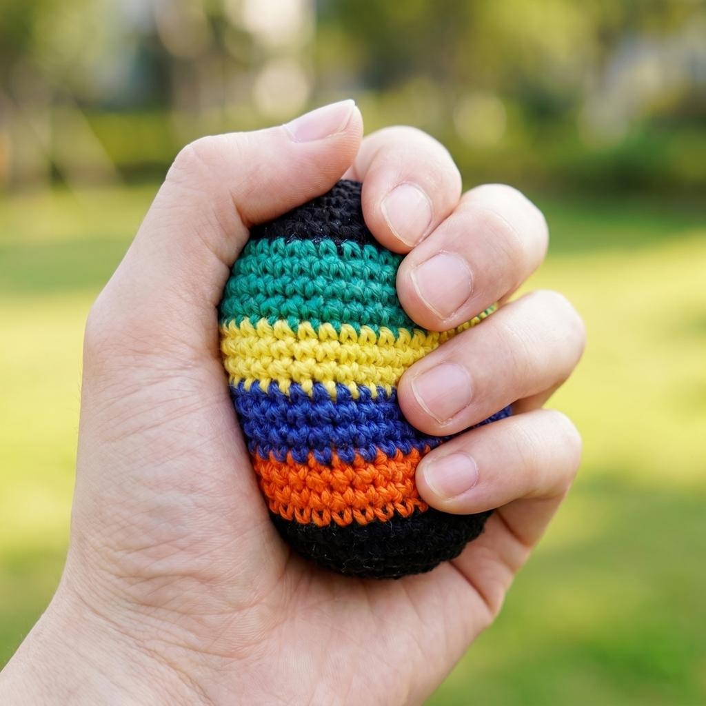 Lot de 6 Footbags Tissés à la Main au Crochet pour Jeux de Jonglage, de Coordination et Activités Extérieures