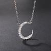 Huitan Aesthetic Moon Necklace for Women Silver Color Fancy Birthday Gift Cubic Zirconia Trendy Neck Accessories Female JewelryGood Product