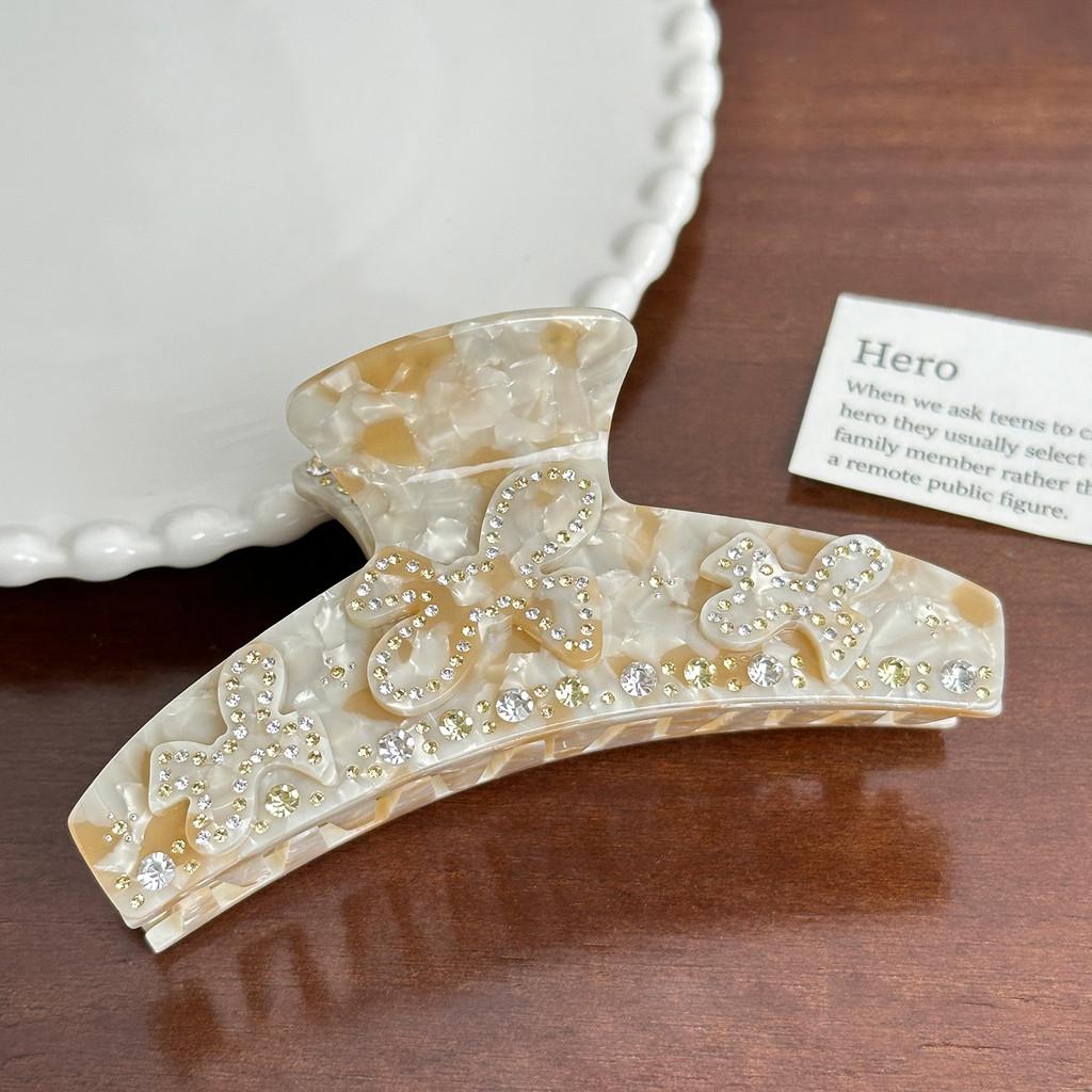 Stylish Korean Version Large Rhinestone Decorated Bowknot Hair Claw Clip For Women