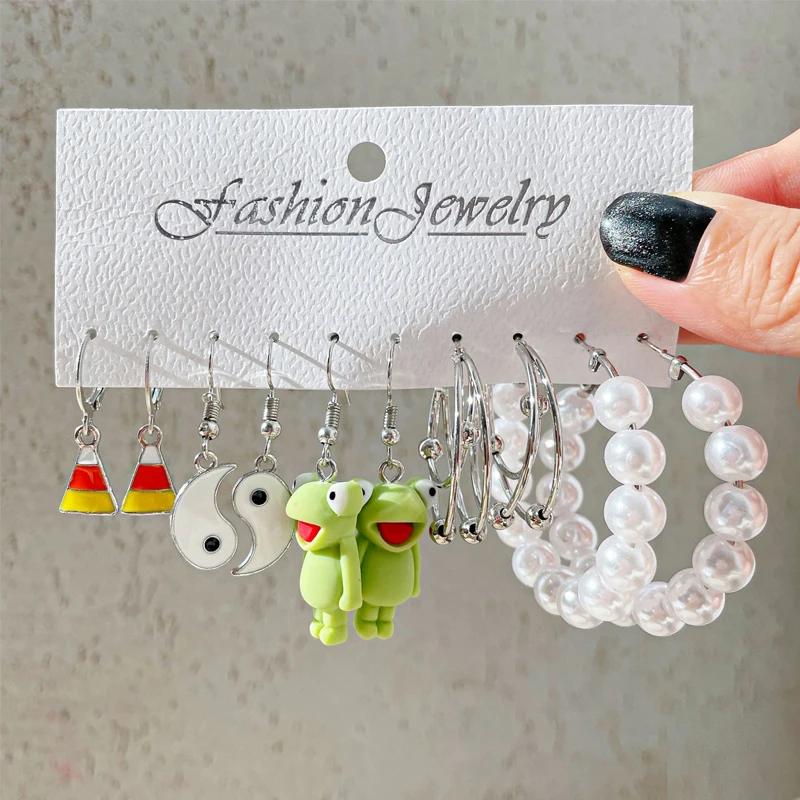 

17KM 12 шт. Серьги в виде мультяшного сердца с мороженым и молочным чаем, набор для женщин и девочек, милые красочные геометрические серьги-капли с животными, модный подарок в виде ювелирного изделия