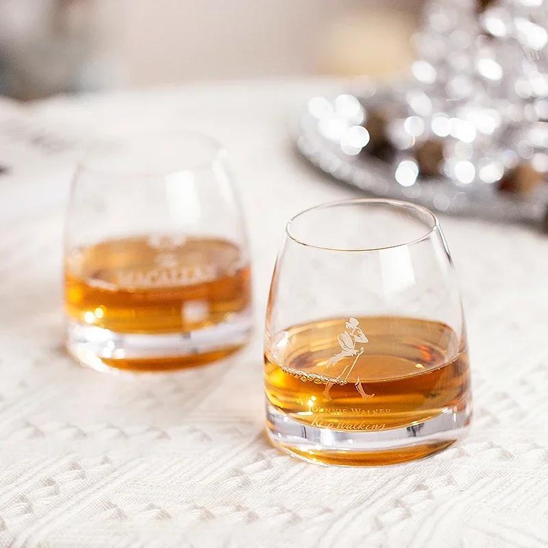 Set Whiskey Johnnie Walker Pahare de 2, Pahare Whiskey 10 OZ, Pahare Rocks pentru Scotch, Lichior Vodcă, Bourbon, Cadouri Whiskey