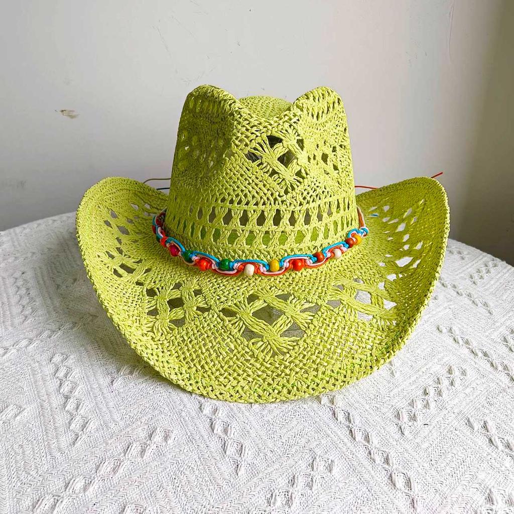 Cowboy Hat Red Hand-painted Summer Straw Hat Men and Women Cowboy Hat Outdoor Travel Sun Protection Beach Hat Sombrero Vaquero