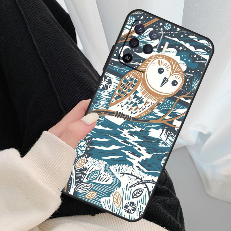 Cute Owl Cartoon Case For Oppo A18 A38 A58 A78 A98 A80 A60 A40 A96 A76 A16 A94 A74 A54 A15 A17 A57 A77 A5 Pro