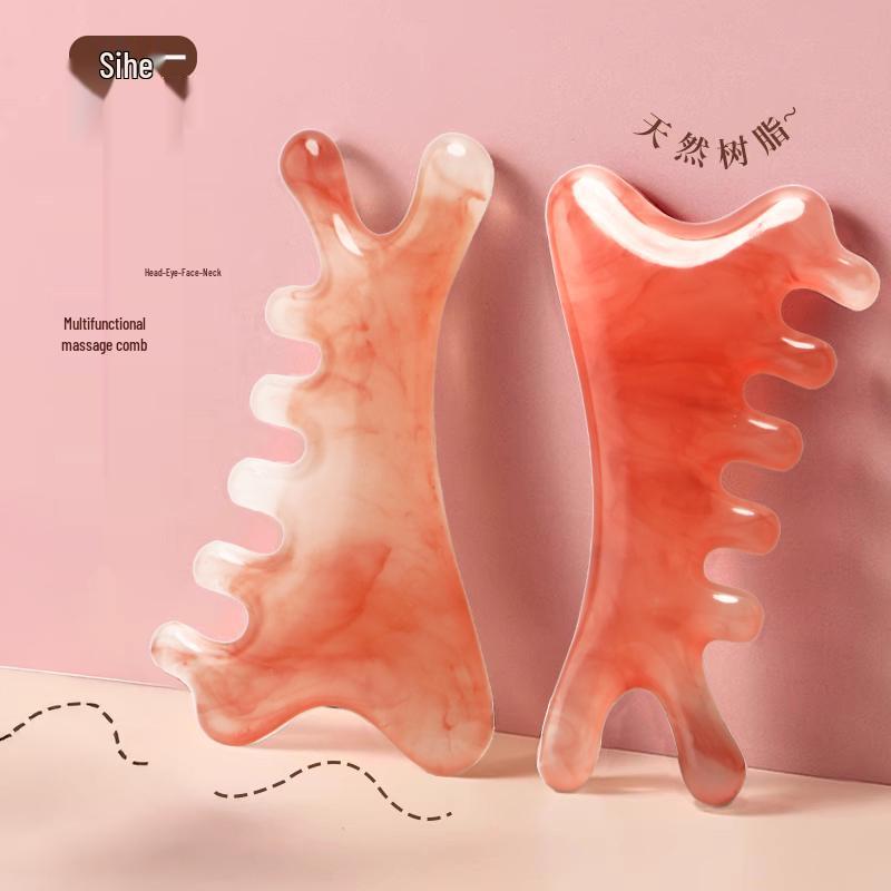 Natural Resin Double-Sided Gua Sha Facial Lifting and Firming Massager for Face, Neck, and Shoulders