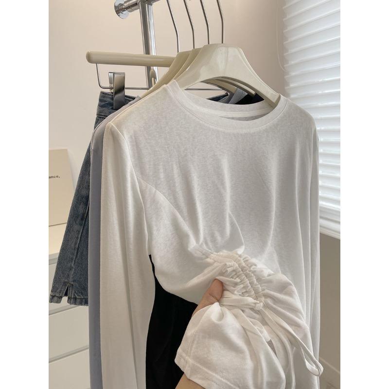 Irregular Long Sleeved Women's T-shirt Summer Comfortable Sunscreen Clothing Solid Color Slightly Transparent Ladies Top Clothing