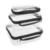 3 Pcs Clear Hard Zipper Pouches Bottom Deepened Water Proof See Through Hard Organizer Pouches Large Medium Small Sizes