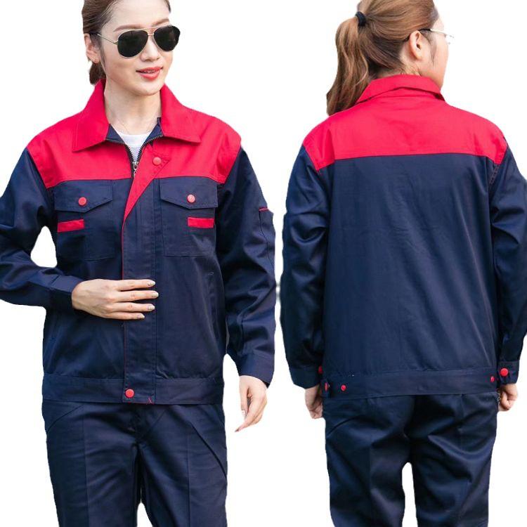 Herrars slitstarka arbetsklädesset: Långärmad svets- och bilreparationsdräkt med färgblockerade axlar för vår och höst