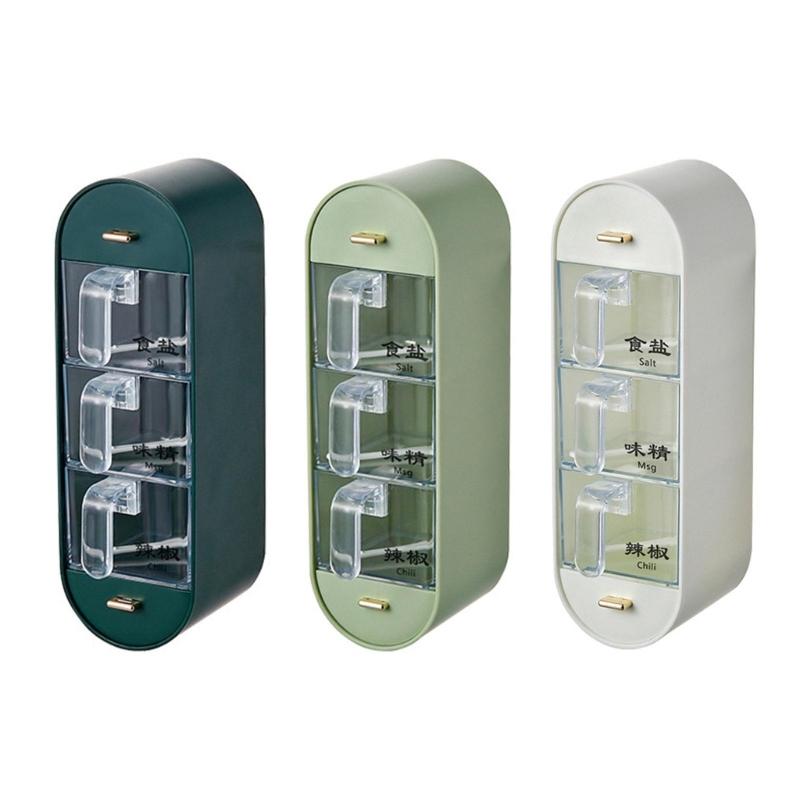 Wandmontierte Gewürzbox Freier Stanzbehälter Halter Zubehör für Trockennüsse Salz Pulver Organisation Etui