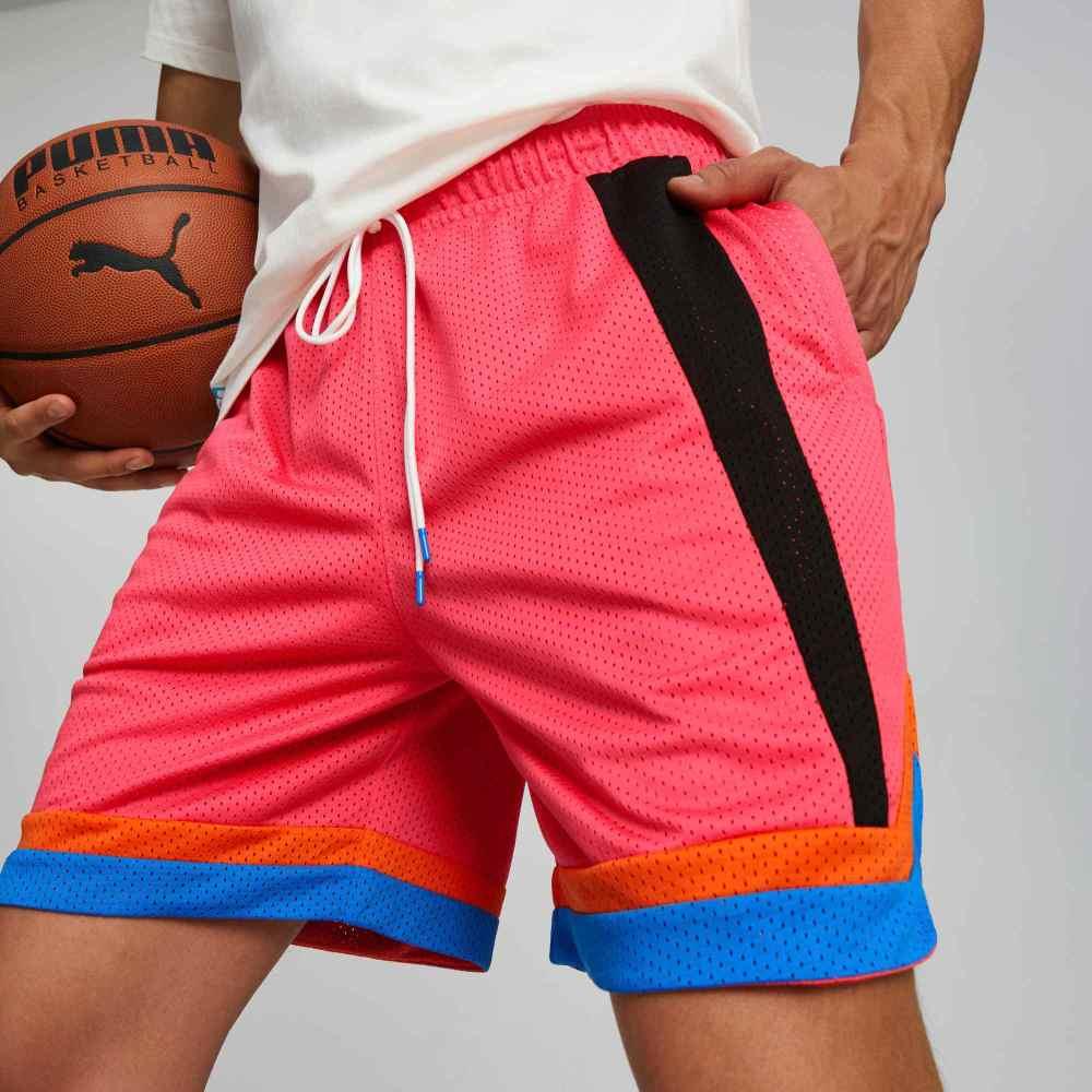 Puma Color Block Drawstring Waist Shorts Men Shorts Coral-Red 538000-01