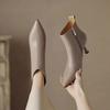 Fashion Shoes Female 2024 Hot Sale Ankle Women's Boots Elegant Modern Boots Women Sewing Pointed Toe Thin Heels Side Zip Shoes Women