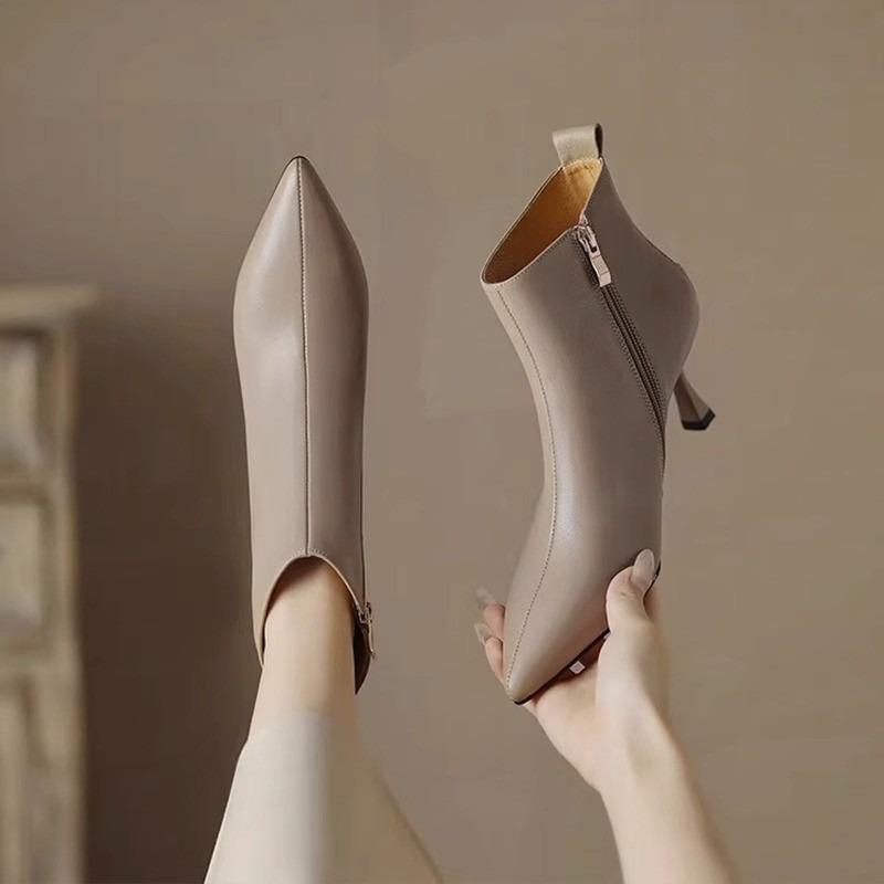 Fashion Shoes Female 2024 Hot Sale Ankle Women's Boots Elegant Modern Boots Women Sewing Pointed Toe Thin Heels Side Zip Shoes Women