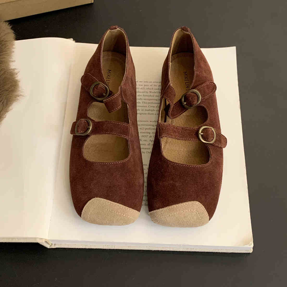 

Fashion Retro Ballet Flat Belt Buckle Slip on Mary Jane Loafers for Women Daily Square Toe Comfort Soft Sole Leather Shoes Zapatos Mujer 35 красный