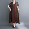 Abito estivo lungo e largo casual da donna, in cotone vintage, con maniche corte e taglie forti, floreale, nuovo di zecca.