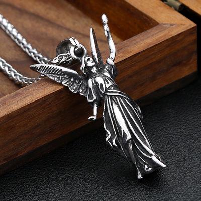 Classic Angel Statue of Liberty Pendant Necklace 316L Stainless Steel Chains For Men Women  Powerful Amulet Jewelry Gifts