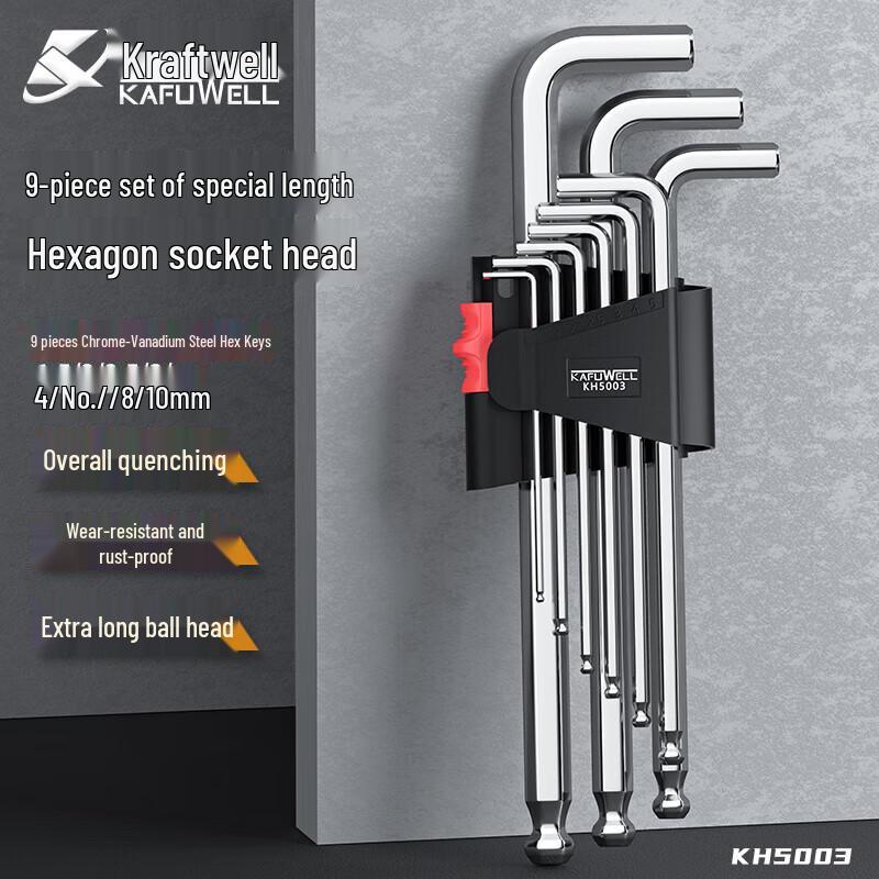 Kraftwelle Metric Ball End Hex Key Set - 9 Piece Long Arm