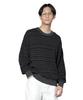 Nano Universe Mercerized Cotton Ribbed Striped Crew Neck Size Pattern Knit, Men's, M, 361, 2, 668-5222220