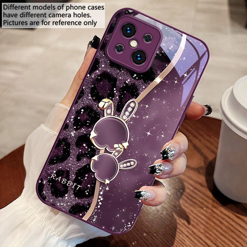Leopard Cartoon Rabbit For Oppo Find X5 X8 Pro X3 Lite A72 58 73 54S F11 79 Reno 6 4Z 5G Nord N200 Tempered Glass Phone Case